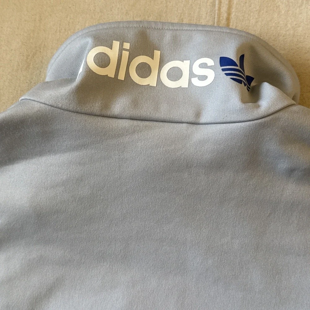 Vintage Retro Adidas Blue White Full Zip Trefoil Track Jacket Size XXL